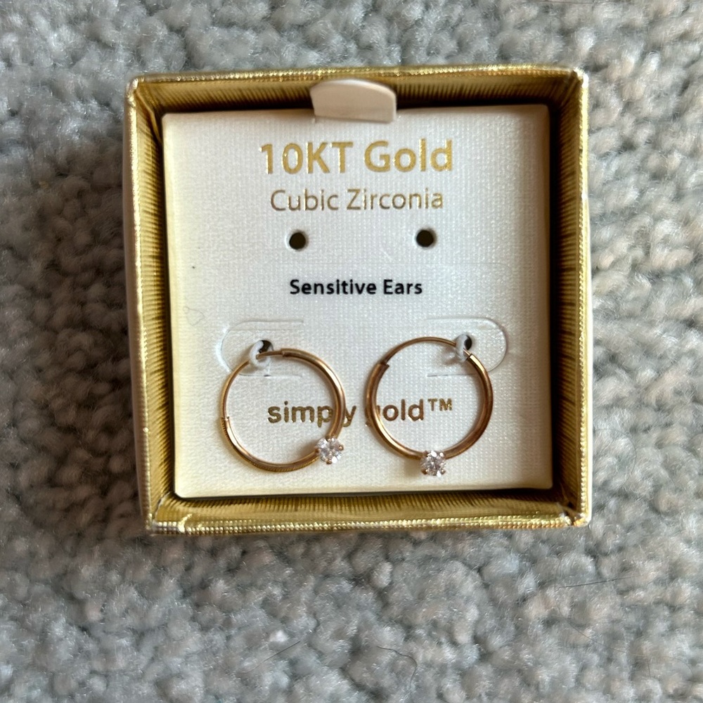 Gold Small Hoop Diamond Earrings for Kids